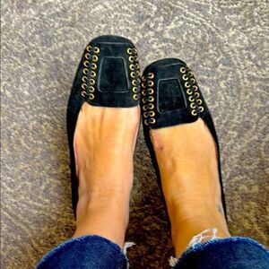 Daniel Barbara Black suede laced gold Women's Shoes in 8